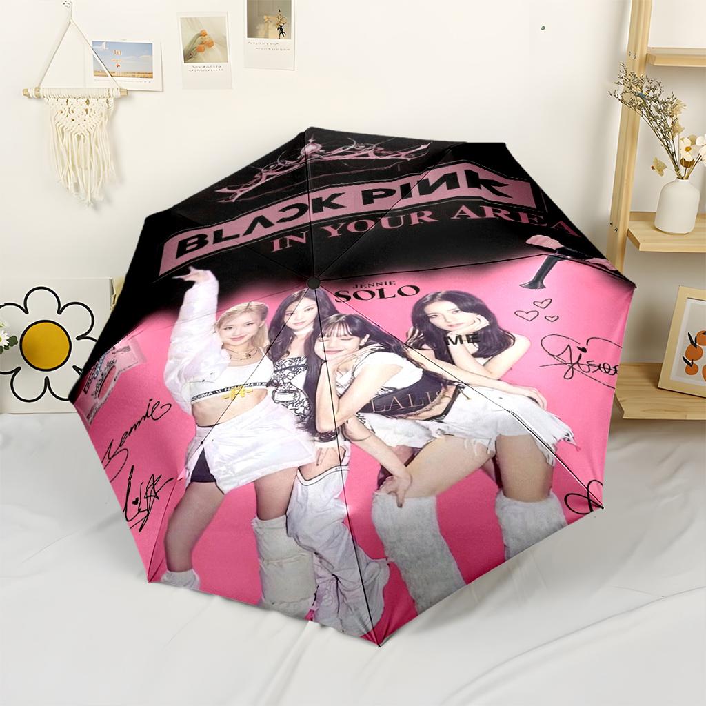 Blackpink Concert Poster Compact Travel Automatic Umbrella Sturdy 8-Rib Shaft Foldable Design Travel Essential Compact Folding Umbrella