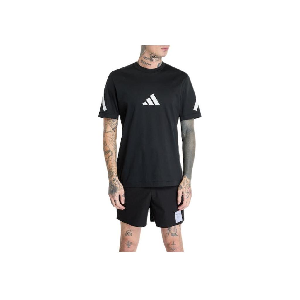 adidas Футболка с коротким рукавом и логотипом, с круглым вырезом, мужская, черная JC7920