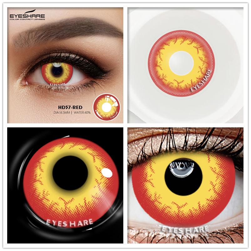 Eyeshare Цветные контактные линзы для глаз, 1 пара, цветные линзы для косплея в стиле аниме, синие, красные линзы для Хэллоуина, контактные линзы, косметический макияж