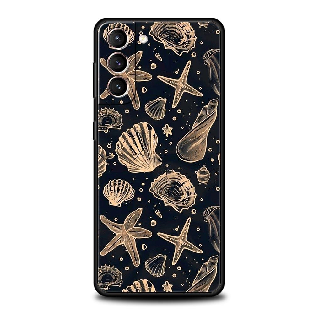 Чехол для телефона с узором «Морские ракушки и водоросли» для Samsung Galaxy S26 S25 S24 S23 S22 S20 S21 FE Ultra S25 Edge Plus Мягкий ТПУ