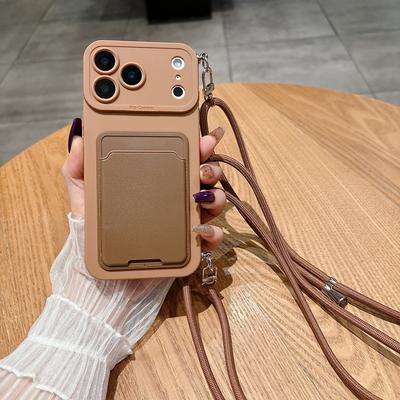 Роскошный чехол-кошелек с ремешком-шнурком на шею для iPhone 17 16 15 14 Plus 13 12 Pro Max Mini 17promax 17pro