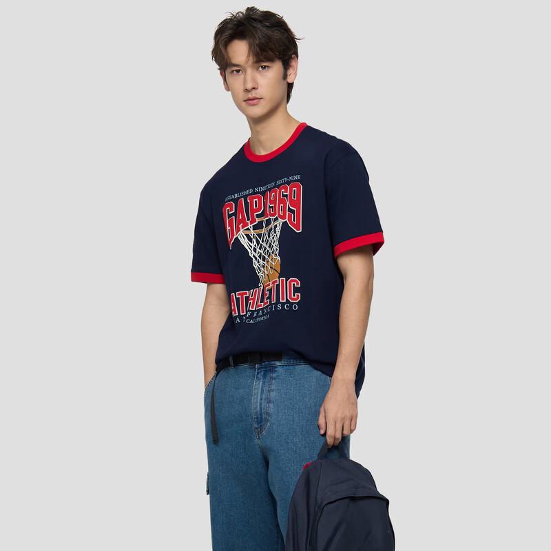 Gap Унисекс футболка с коротким рукавом, colorblock, спортивный принт