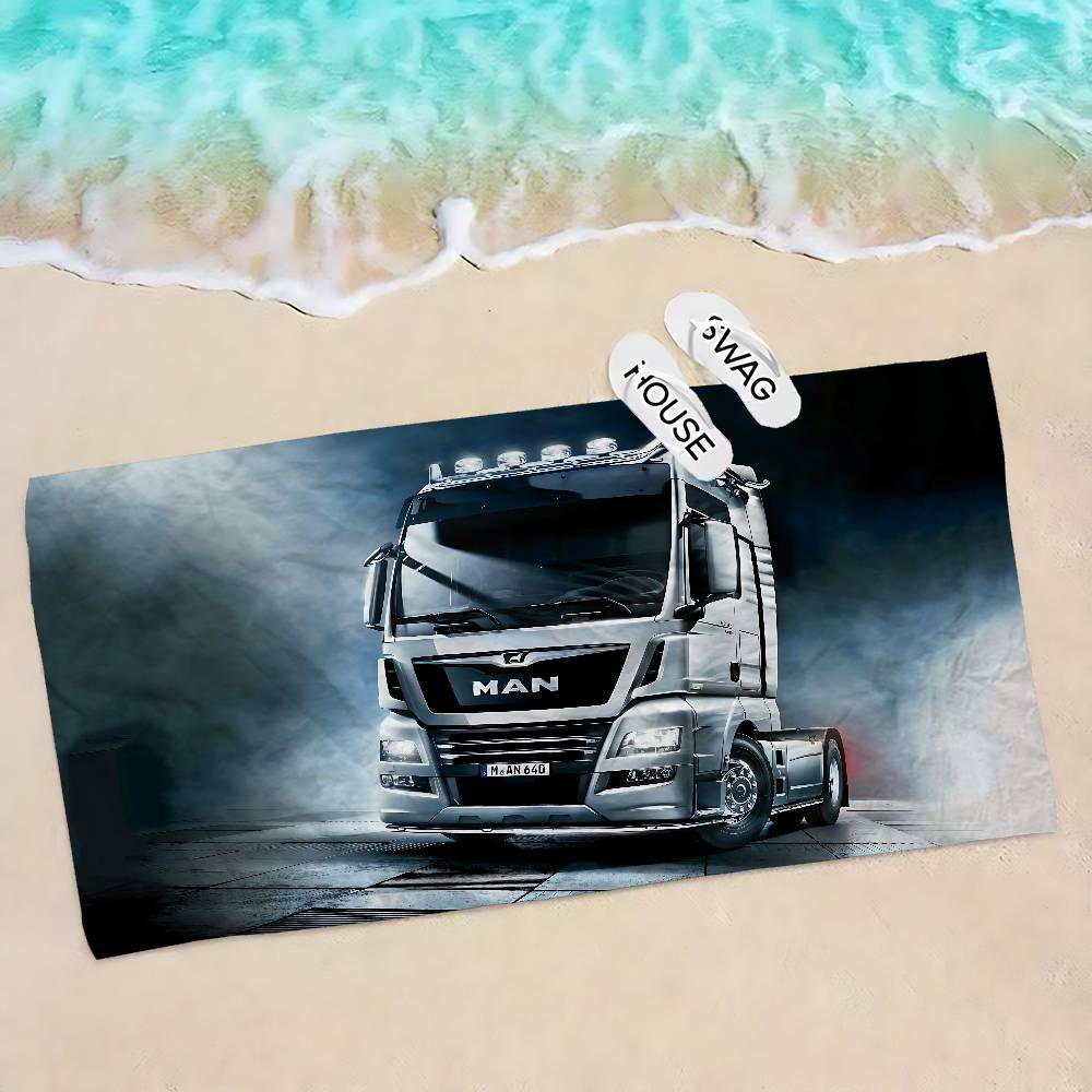 M-Man T-Truck Логотип Пляжное полотенце Цветные банные полотенца для девочки Микрофибра Быстросохнущее Без песка Пляж Йога Спа Тренажерный зал Бассейн