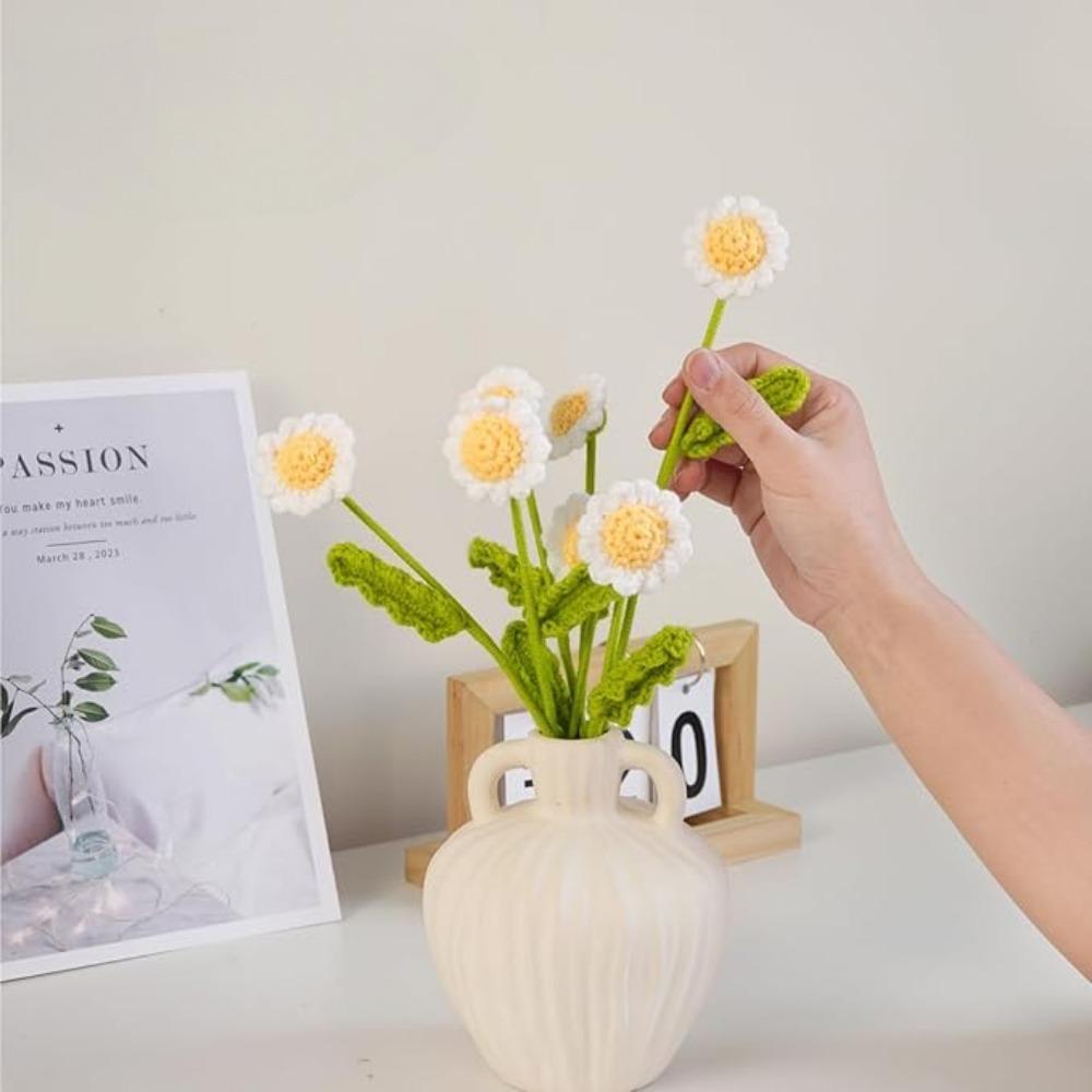 6шт искусственных цветов крючком цветы букет маргариток ручной вязки цветок маргаритки на День святого Валентина День матери день рождения свадьба домашний декор