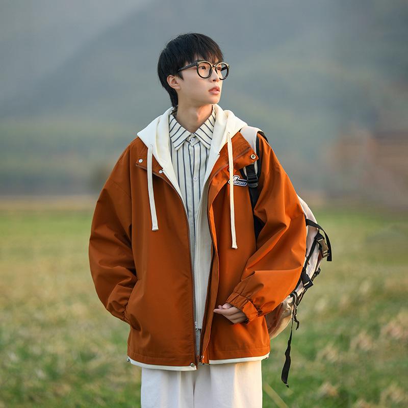 Jacket Men's Hong Kong Style Couple Ruffian Handsome Hooded Jacket New American Trendy Brand Men's Charging Spring and Autumn Men's Clothing