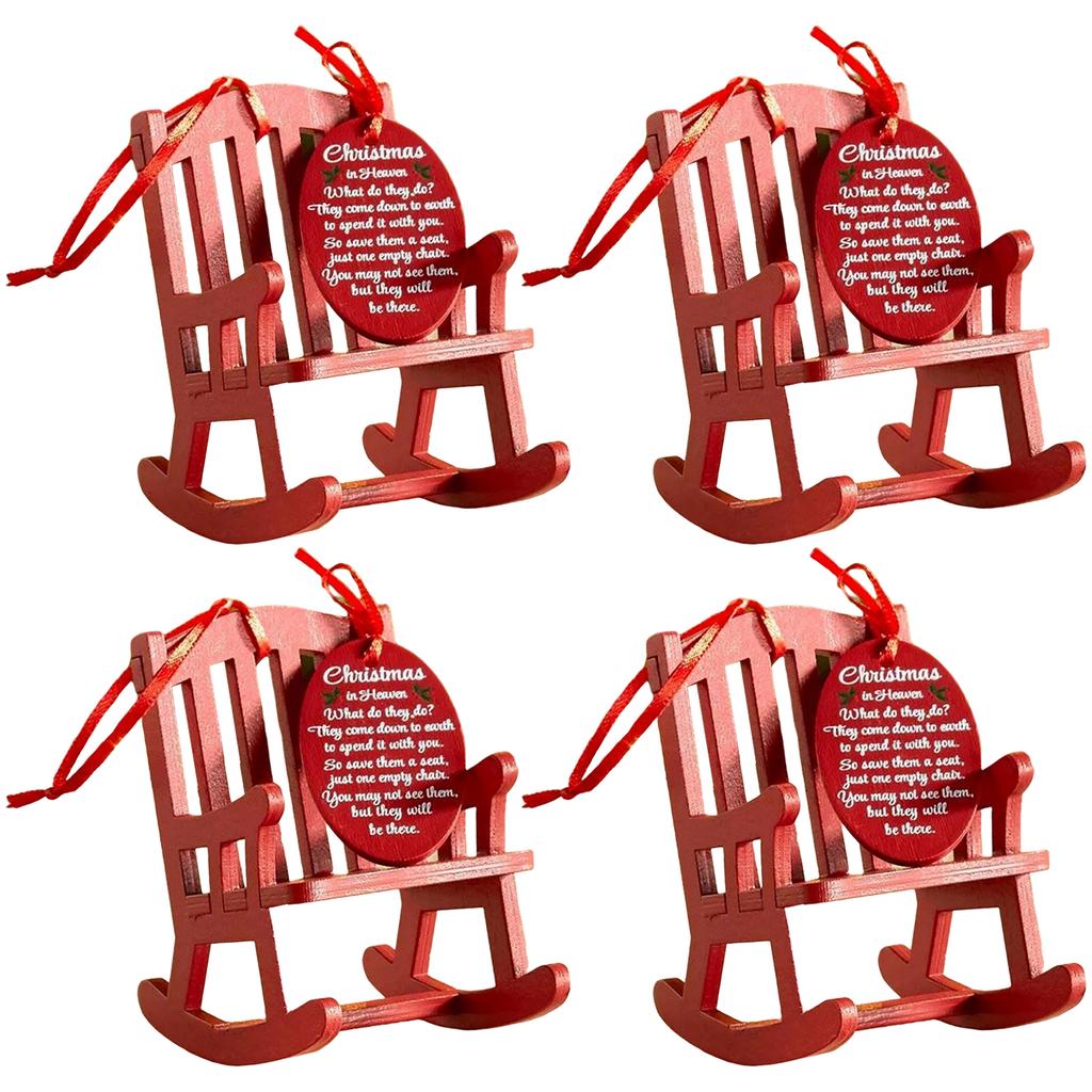 Christmas Memorial Chair Ornament Christmas Tree Decorations Mini Wooden Rocking Chair with Meaningful Tag Sign Decor