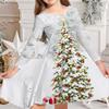 Весеннее повседневное платье с 3D красочным принтом рождественской елки для девочек, платье с круглым вырезом и длинными рукавами, детское платье принцессы на Рождество