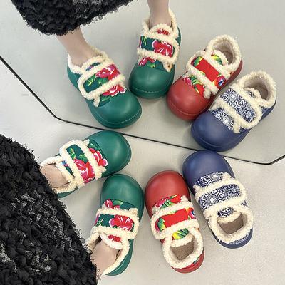 Женские большие размеры липучка толстая подошва мягкая подошва цветочный зимние теплые меховые один снежные ботинки с подкладкой ботильоны противоскользящие походные спортивные хлопковые туфли