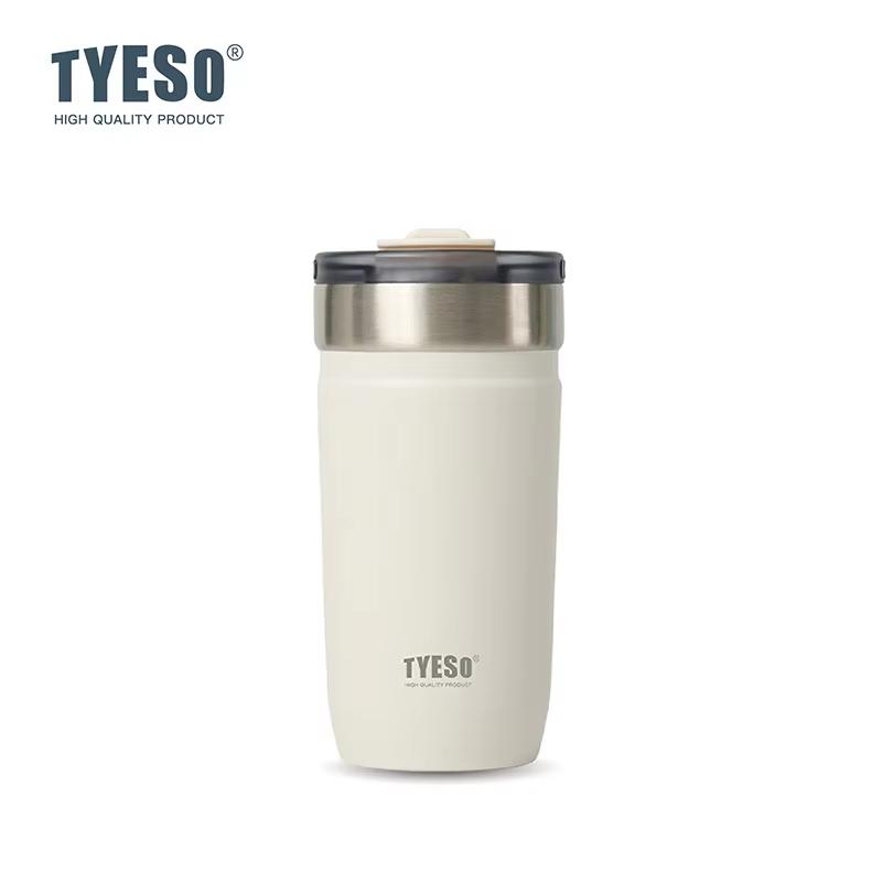 Tyeso 550ML 304 Stainless Steel Insulated Mug Matte Minimalist Tumbler with Straw Leakproof Coffee Cup for Ice Drink Hot Beverage Vacuum