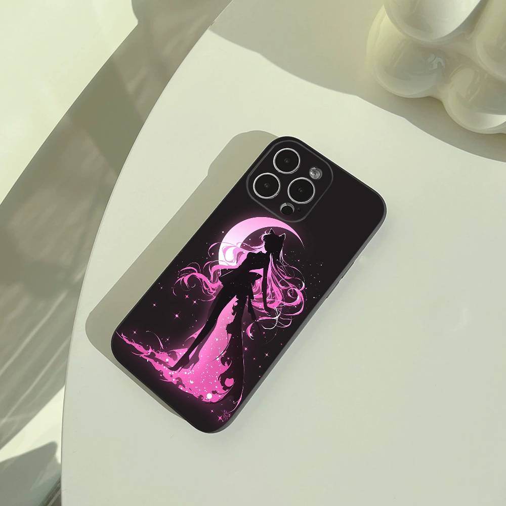 Чехол для телефона S-Sailor- Moon для iPhone 17,16,15,14,13,12,11 Pro Max,16/15/14Plus,XS Мягкий Черный Чехол