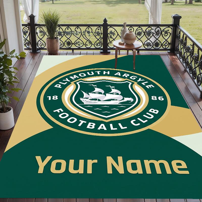 Custom Text Printed Rug Plymouth Argyle FC Non Slip Floor Carpet For Home Room Decor