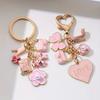 Брелок-подвеска Yousheng с украшением из искусственного жемчуга, эмалированным сердцем, бантом и цветочным шармом, декоративный аксессуар для ключей