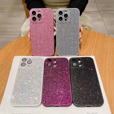 Блестящая пудра чехол для iPhone 15 с блестками, с масляным спреем, защитный чехол с боковой инкрустацией и защитной пленкой для линз, противоударный чехол 14Pro