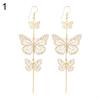 Women Punk Gold Silver Color Long Dangle Drop Butterfly Earrings Hook Eardrops ARI
