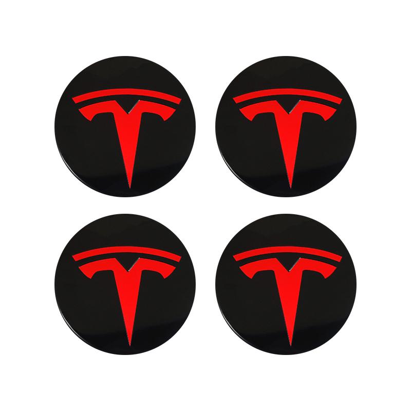 TBQW4 4pcs 56mm Tesla Wheel Center Cap Hub Cover Badge Emblem Sticker Car Accessories For Tesla Model 3 Y 2023 S X Cybertruck Highland