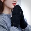 Утепленные женские теплые перчатки с котиками, плюшевые варежки с кошачьими лапками, мягкие плюшевые короткие перчатки без пальцев, зимние перчатки с половиной пальца