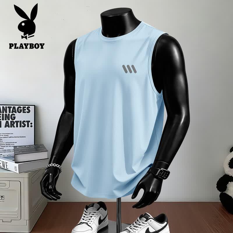 PLAYBOY Мужская спортивная жилетка 2026 года с эффектом охлаждения и быстрым высыханием из ледяного шелка