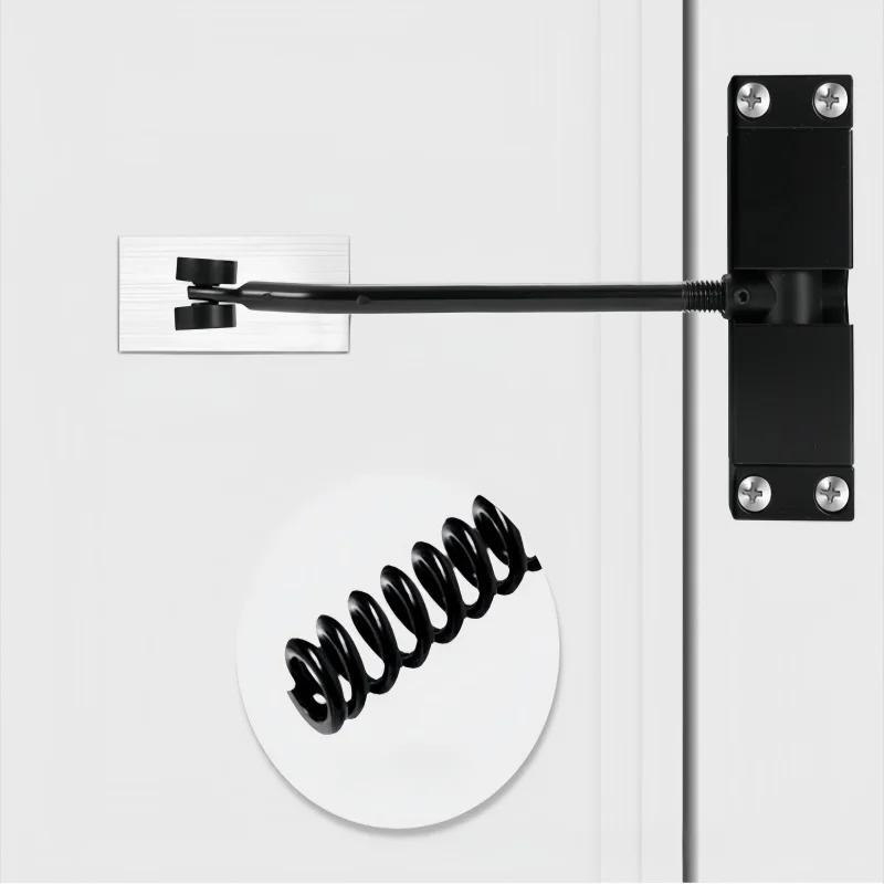 Полностью черный/серебристый квадратный автоматический доводчик двери пружинный механизм закрывания двери с регулируемым усилием преобразует распашные двери в самозакрывающиеся