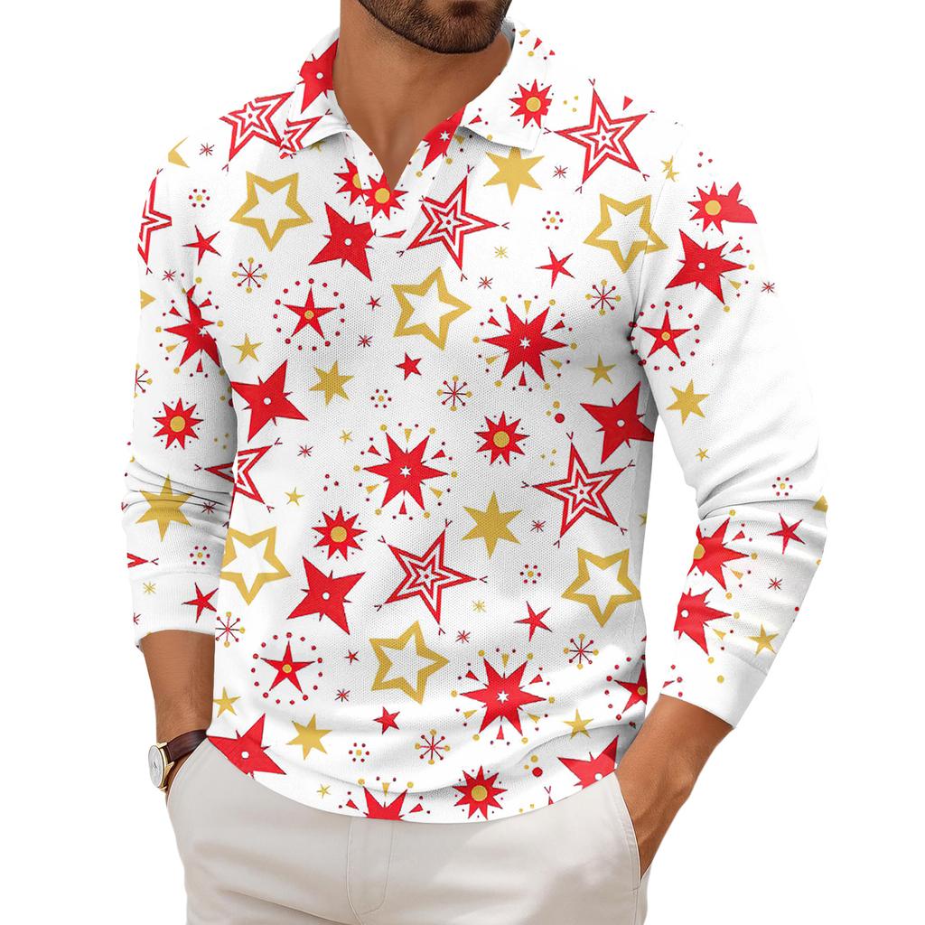 Men's Casual Collared Long-Sleeve Knit Base Layer Top