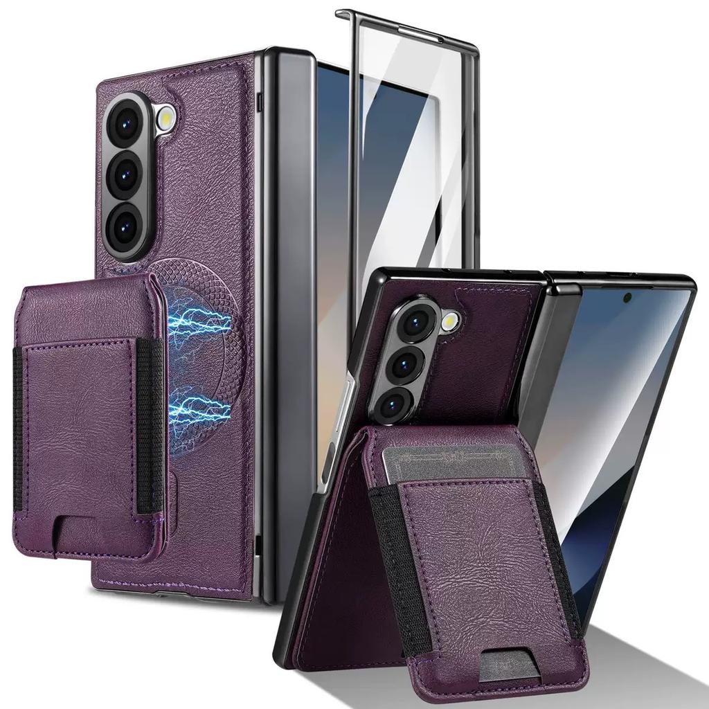 Business Wallet Bracket Tempered Film Integrated Magnetic Full Protection Leather Anti-Fall Phone case for Samsung Z Fold 7 6 5
