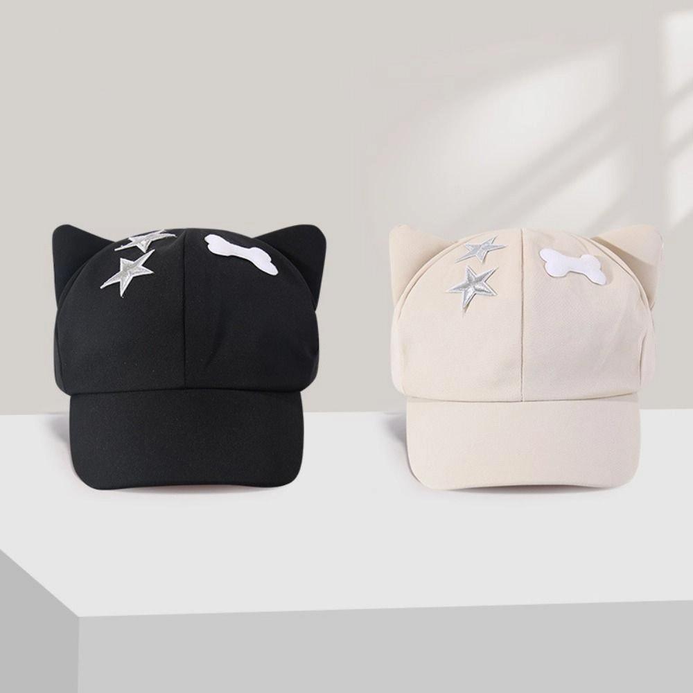 Harajuku Cat Ears Baseball Cap Cute Visor Cap Fashion Star Peaked Hat  Outdoor