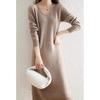 Autumn and Winter V-neck Knit Dress Women's Loose-fit High-end Feel Undercoat Long Dress French Style Coat for Ladies