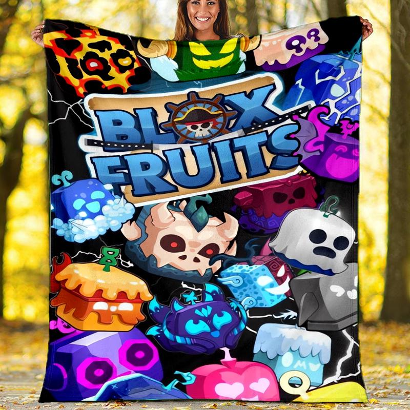 Blox Fruits Theme Printed Blanket - Perfect for Couch, Bed, Travel & Outdoor Use | Machine Washable, Cozy & Durable.