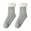 Men Winter Slipper Socks Fleece Lined Crew Socks with Grips Warm Fuzzy Non-Slip Cabin Socks for Home Lounging Indoor Wear