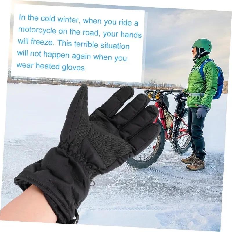 1 Pair Motorcycle Heated Gloves Warm Cycling Gloves Heated Ski Gloves Fishing Camping Mittens Winter Outdoor Accessories