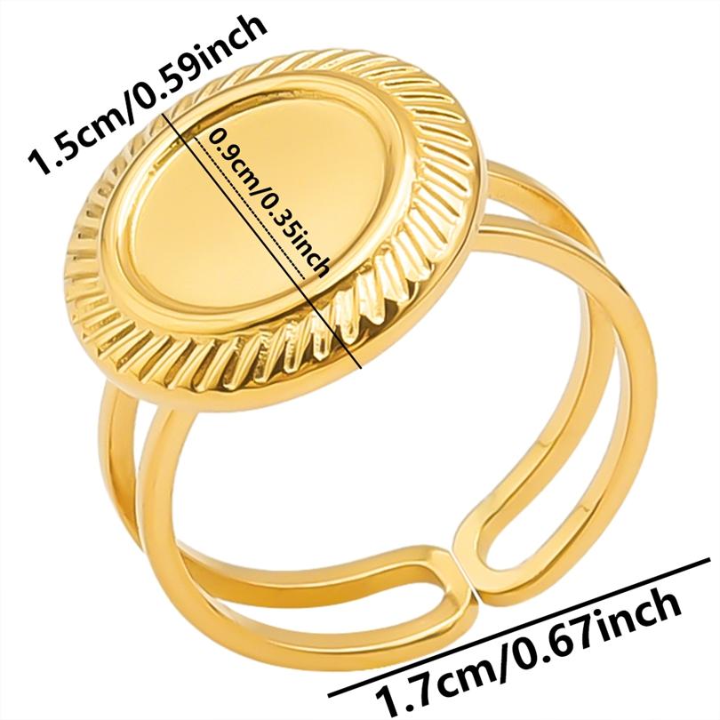 5pcs Retro Stainless Steel Gold Plated Ring Irregular Geometry Bow Ellipse Water Droplet Rings Diy Stone Drill Jewelry No Fading