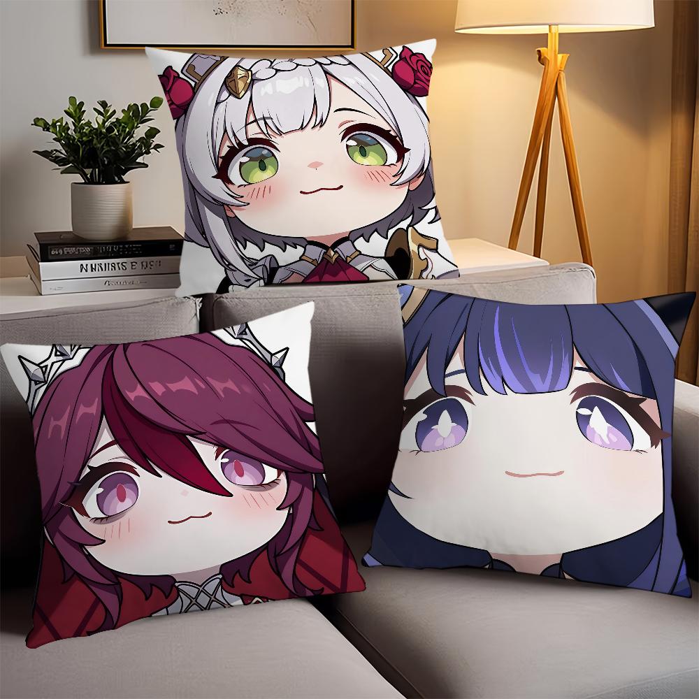 Cartoon cute Genshin Pillow Case Office Cushions Suitable For Sofa Car Bedroom Decorative Cushion Cover