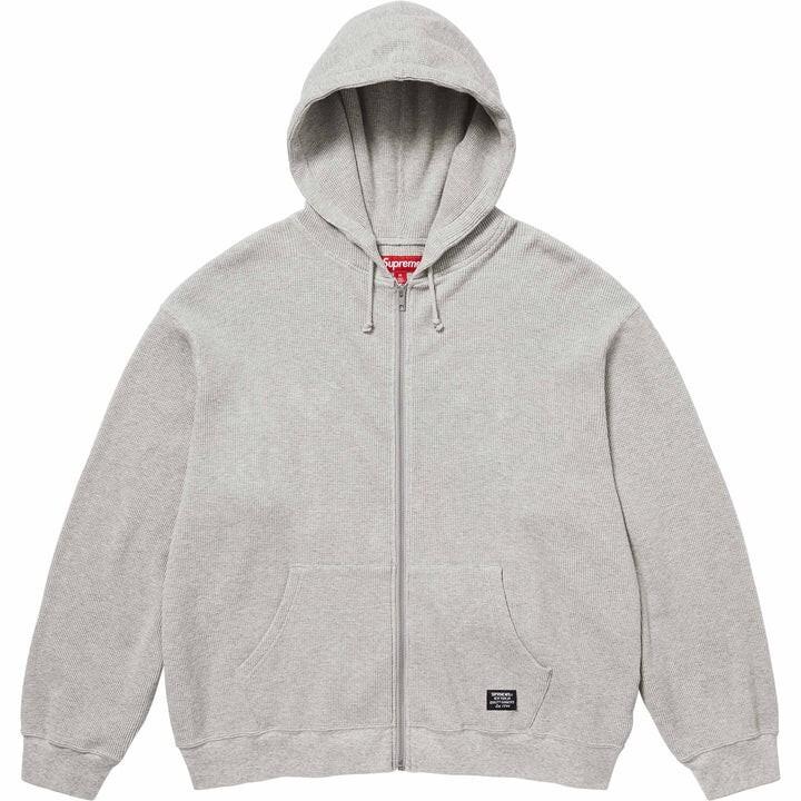 Supreme Теплая серая толстовка на молнии с капюшоном