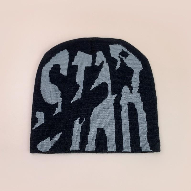 Color Block STAR Letter Hip Hop Beanie Unisex Warm Casual Knit Hat