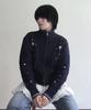 Rubati Alps Flower Embroidery Hand-Stitched Knit Zip-Up Cardigan_Navy