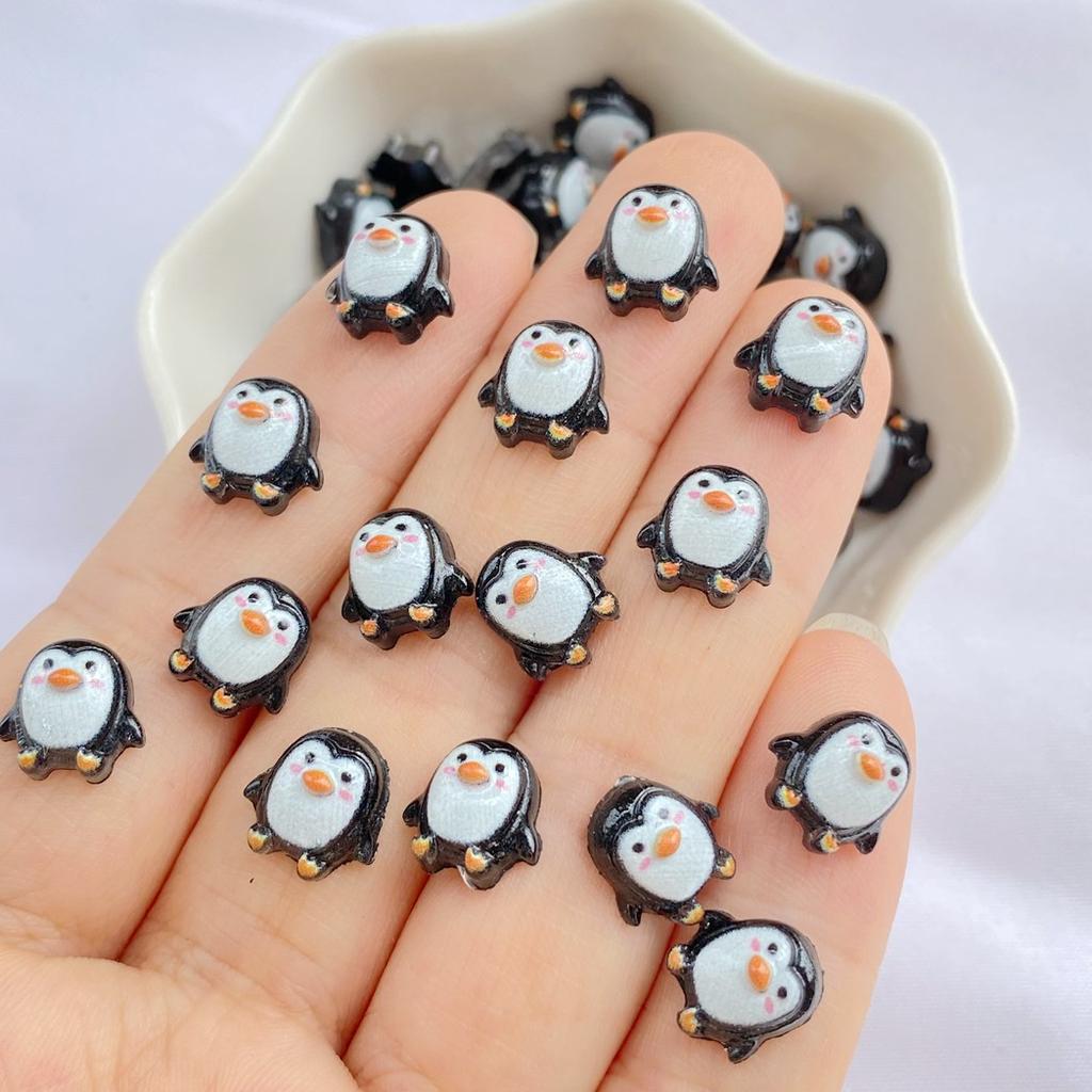 50Pcs New Cute Resin Mini Penguin Kawaii Girl Heart Decorative Accessories Super High Face Value Nail Decoration