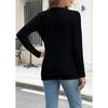 GMXIA Women's Autumn Winter Pit Strip Ground Solid Color Round Neck Button Long Sleeve T-shirt