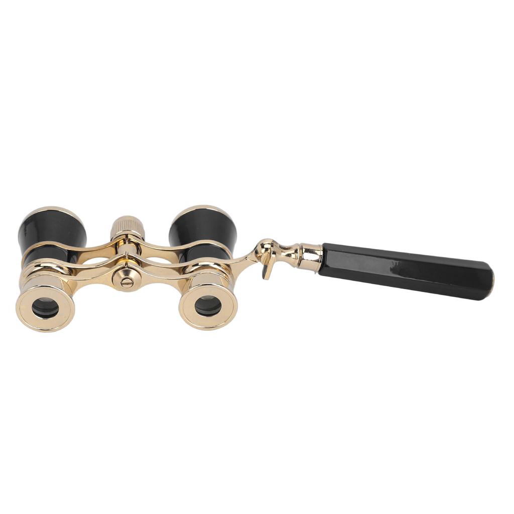 Opera Glasses Binoculars with Handle 3X25 Metal Portable Theater Glasses for Watching Drama Stage Play Art Performance