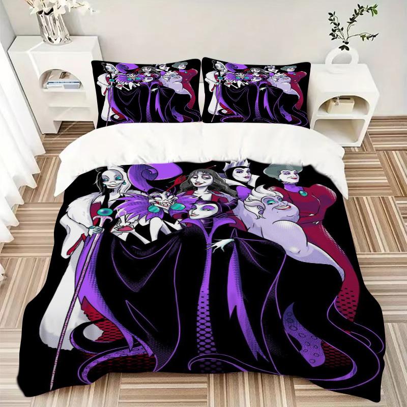 Dark Disney Villains Print 3Pcs Bedding Setduvet Cover With 2 Bedropillowcase Home Birthday Gift