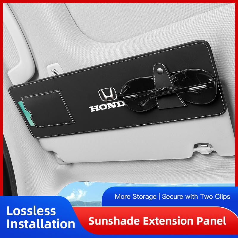 Car Sun Visor Extender Panel Sunglasses Card Storage Car Accessories For Honda Civic FIT CRV HRV Odyssey Vezel CRZ 5th CRX Pilot AS9