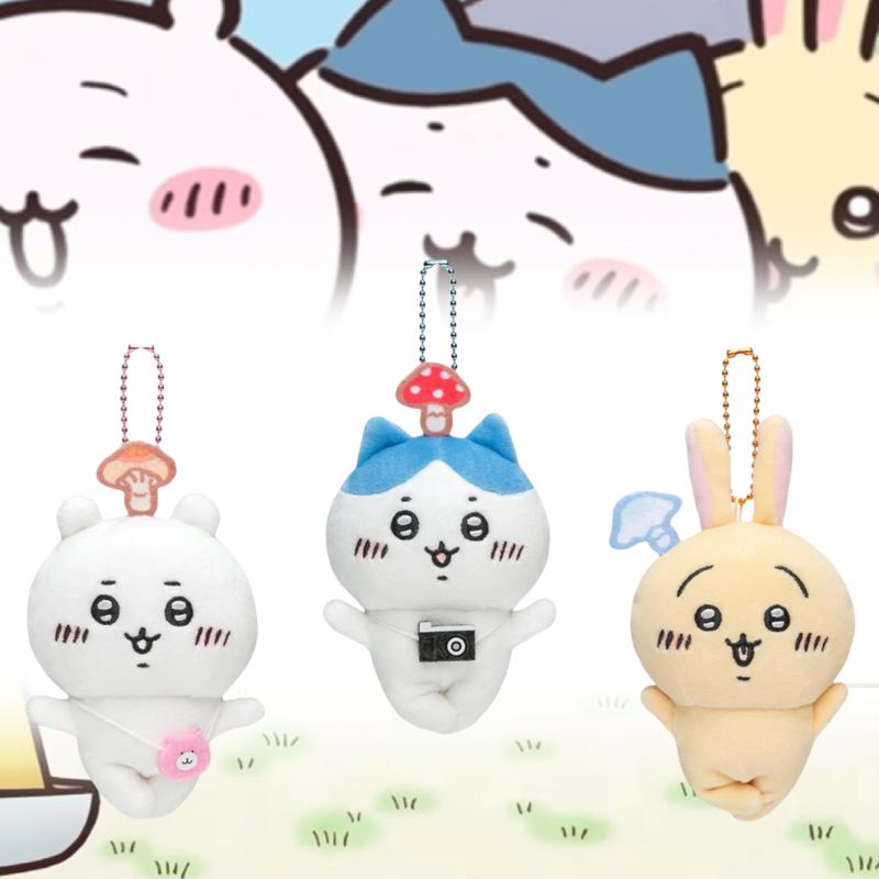 Chiikawa Usagi Hachiware Plush Toy Mushroom Pendant Stuffed Doll Keychain Kawaii