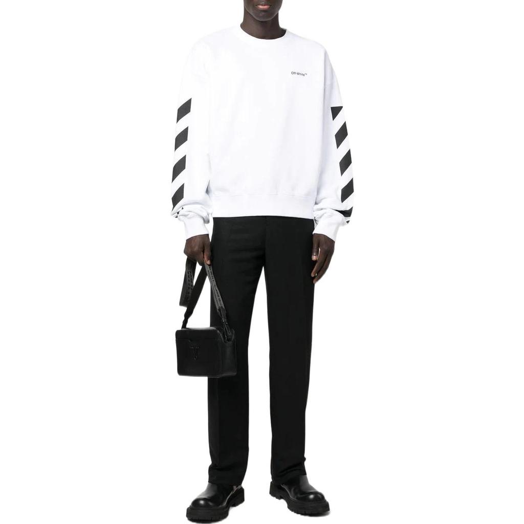 Off-White Толстовка оверсайз Diagonal Helvetica, белые мужские топы OMBA058C99FLE0010110