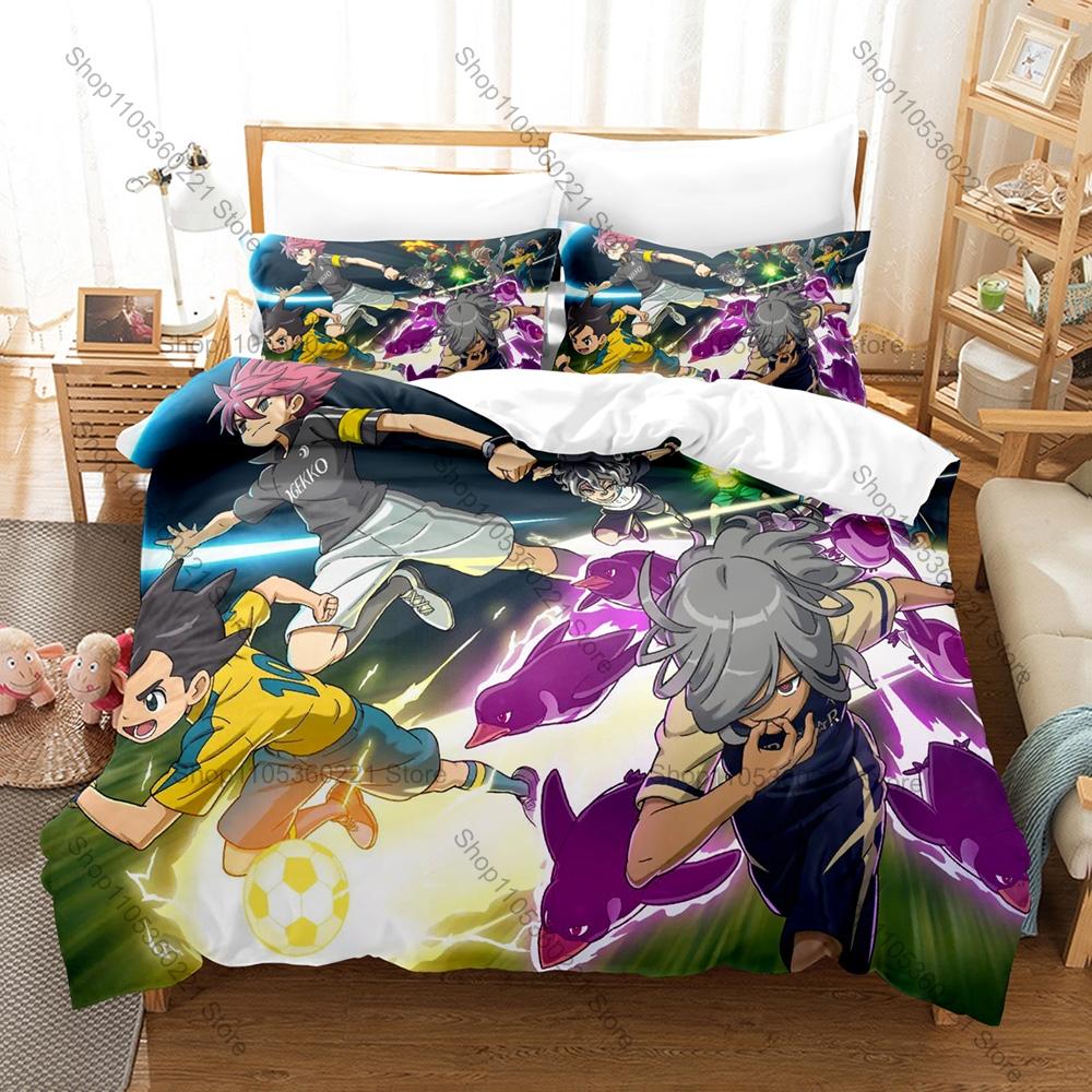 Inazuma Eleven GO Bedding Set Duvet Cover + 2 Pillowcases Sports Soccer Anime Raimon Team Spirit Beast Bedroom Decor