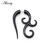 Alisouy Pair Black Acrylic Fake Cheater Twist Spiral Ear Taper Gauges Expanders Earring Tunnel Plugs Piercing Body Jewelry