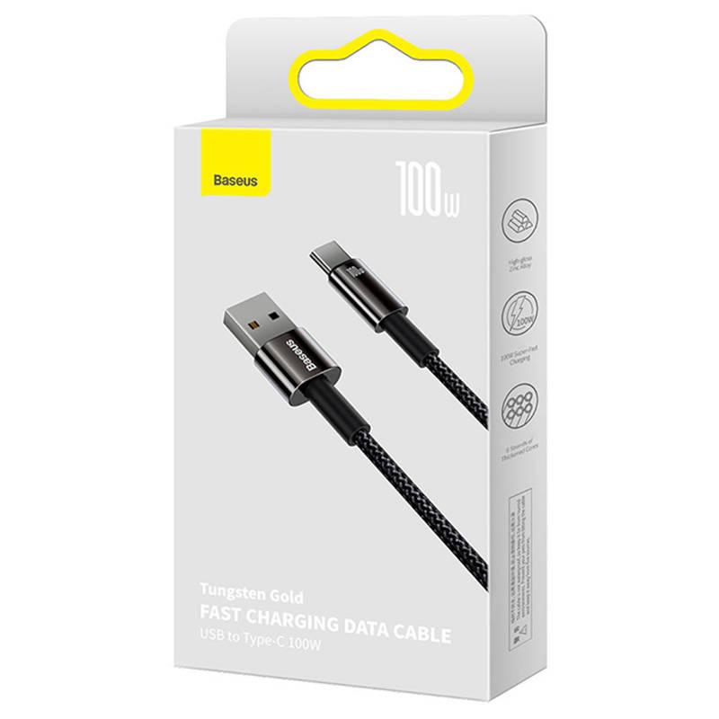 Kabel Usb Do Usb-C Baseus Tungsten Gold, 100W, 1M (Czarny)