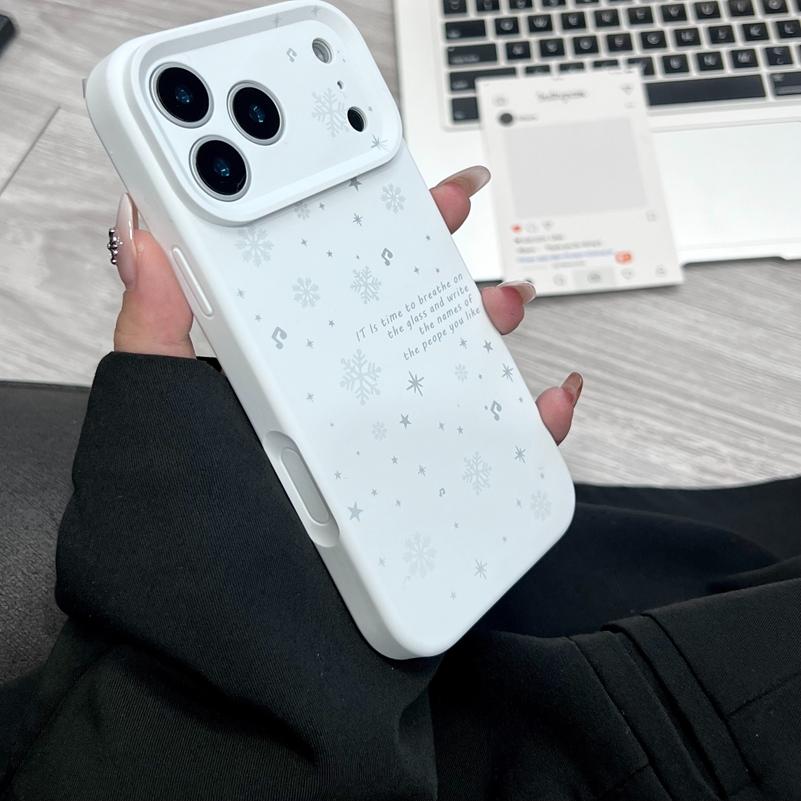 Ins Winter Snowflake Liquid Silicone Phone Case For iPhone 17 16 15 14 13 12 11 Pro Max Plus Air Camera Control Button Cover