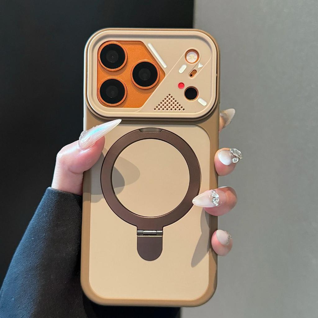Магнитный держатель для Apple 17 Pro Max и iPhone 16 с механической зеркальной рамкой и матовым чехлом для телефона