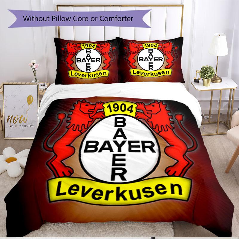 3pcs Duvet Cover Set (1*Duvet Cover + 2*Pillowcase, Without Core), Bayer 04 Leverkusen Print Soft All‑Season Bedding Set, Home Bedroom Decor Gift