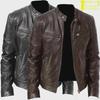 Men's European & American Style PU Leather Jackets - Stand-up Collar Motorcycle Jackets for Spring & Autumn, Available In Large Sizes