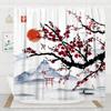 unframed Pink Cherry Blossom Peach Blossoms Shower Curtain Set Flowers White Background Girl Bathroom Polyester Cloth Screen 12