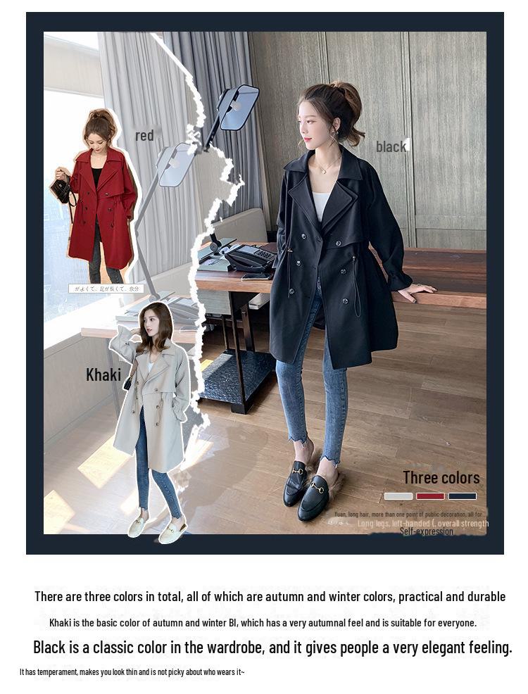 2025 Korean Style Women's Loose Mid-Length Windbreaker: Spring & Autumn Casual Suit Collar Jacket